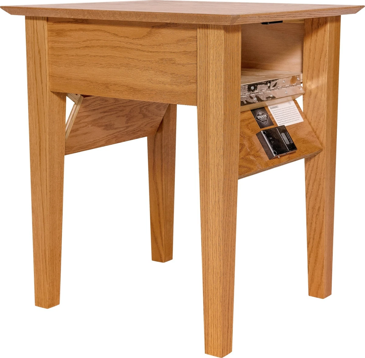 Hidden Compartment End Table Diversion Safe RFID Lock Autumn Stain on Oak T1