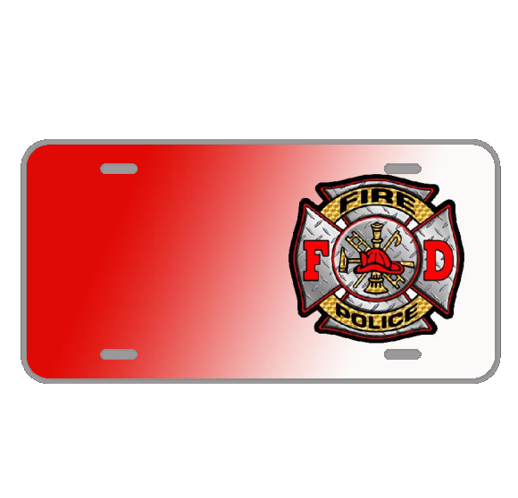 Custom Personalized Novelty License Plate Car Tag With Red FD Police