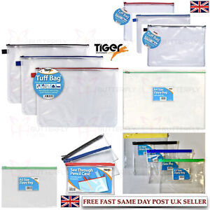 Tiger School Office Stationary A4 A5 Tuff Bags Pencil Case Clear A4 A5 Wallets