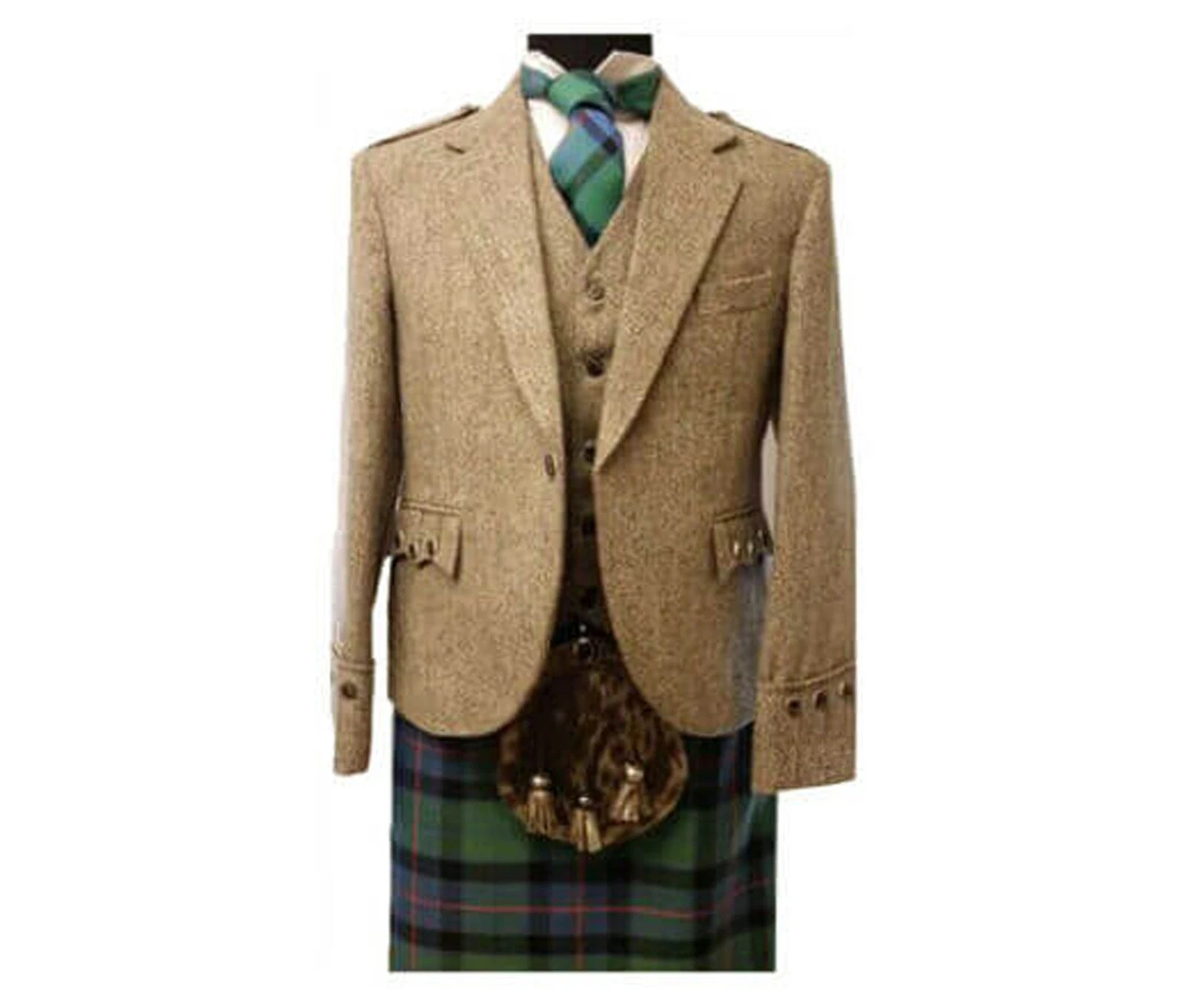 VETEMENTS Giacca kilt Argyle marrone scozzese tweed con gilet 100% tweed lana giacca per uomo