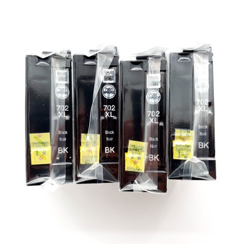 Genuine Epson 702 XL (T702XL120) DURABrite Ultra Black Ink Cartridge Lot Of 4