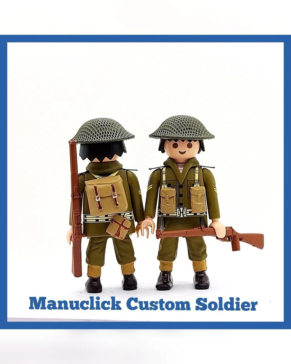 PLAYMOBIL Custom WW2 BRITISH SOLDIER CAPE RIFLE WORLD WAR II