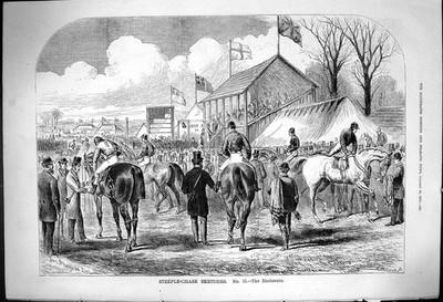 Old Steeple-Chase Sketches Enclosure Waiting Start Race J Sturgess 18 Victorian