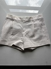 Vince Shorts Women's Cream Pleated Linen Blend Tailored Shorts Size 2 1352