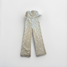 Blue Blush Cream Strapless Jumpsuit With Ruffle Detail Extra Small