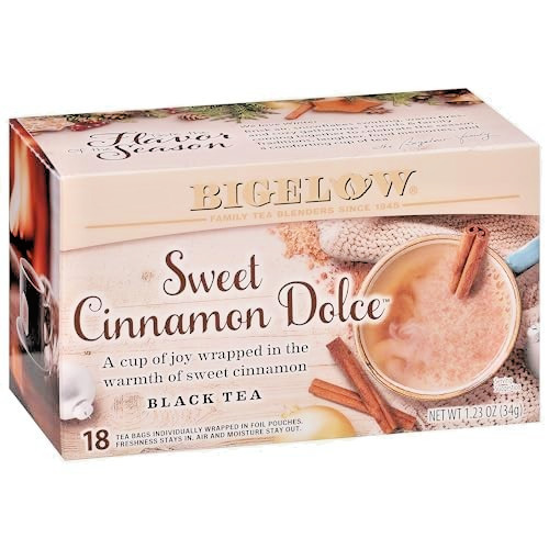 Bigelow Sweet Cinnamon Dolce Black - 18 Bags Per Box - (1) Boxes = 18 Bags Total