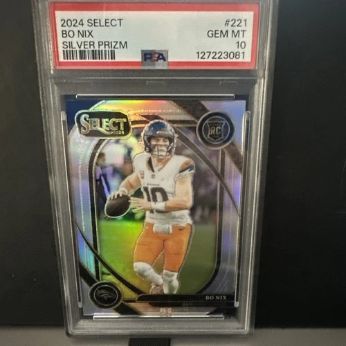 2024 Panini Select - Club Level Bo Nix #221 Silver Prizm (RC) PSA 10