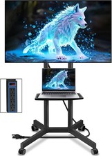Rolling TV Stand with Power Outlet for 32-75 Inch TVs up to 88lbs, Portable TV S