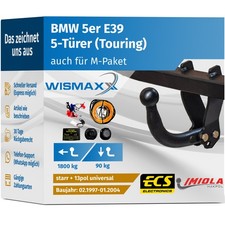 ANHÄNGERKUPPLUNG starr passt für BMW 5er E39 Kombi +13pol E-Satz ABE