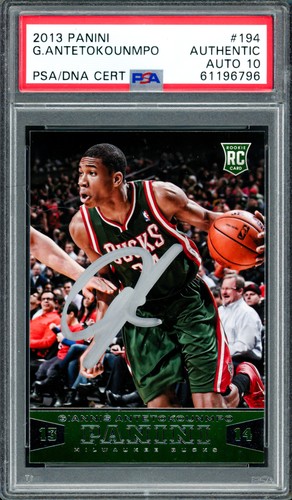 Giannis Antetokounmpo Signed 2013 Panini RC 194 Bucks Auto GM 10 PSA/DNA