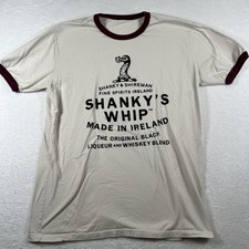 Shanky's Whip Shirt Mens Large White Ringer Irish Whiskey Graphic Tee Top