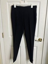 Lauren Ralph Lauren Wool Black Flat Front Straight Pants Size 8 Classic Stretch