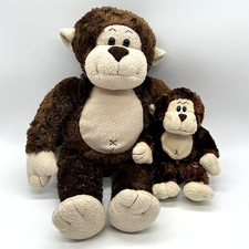 Build A Bear Smiley Monkey 18  Mom 8  Baby Set Plush Brown Stuffed Animals- READ