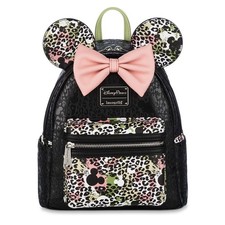 Mini Mochila Loungefly Disney Minnie Mouse Leopardo Orejas Bolso Nuevo con Etiquetas