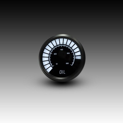 Intellitronix White LED Analog Oil Pressure Gauge - Black / Black Bezel