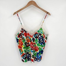 VTG Victoria's Secret Gold Label Floral Lace Satin Camisole Tank Top Women's L