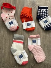 12 18 24 M Janie  Jack LOT 7 PAIR Socks Navy Blue Red Pink Girl New