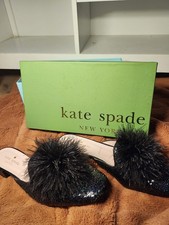 Kate Spade Gala Black Messy Sequins Size 7 1/2 Women's Heels Used With Box