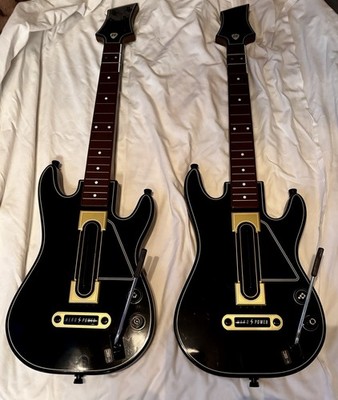 2 Guitar Hero Pair Wireless Black Gold Guitar Controller  NO DONGLE