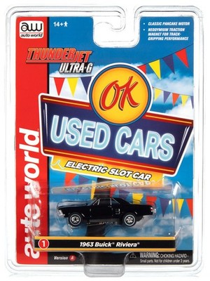 AUTO WORLD 1963 BUICK RIVIERA (BLACK) THUNDEJET ULTRA G HO SLOT CAR