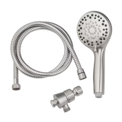 Allen+Roth-Galway Handheld Shower Head, Brushed Nickel, 6 Settings, Magnet Clip