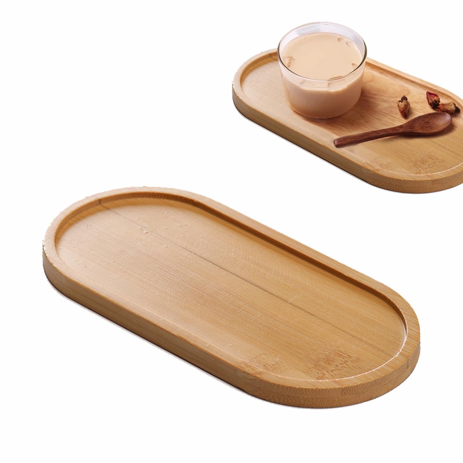Small Wooden Tray Oval Wooden Tray 17.5*8.8CM Long Round Bathroom Oval Versatile