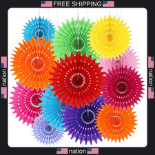 BestoFun 12PCS Paper Fans Mexican Party Decorations Tissue Paper Flowers