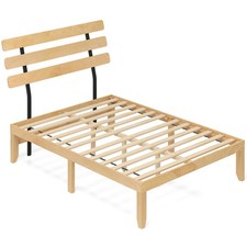 Double Size Wooden Bed Frame with Storage Space Natural