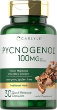 Pycnogenol 100mg  30 Capsules  French Maritime Pine Bark Extract  by Carlyle