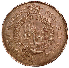 England Bristol Token for XII Pence To Facilitate Trade Issued In Bristol 1811
