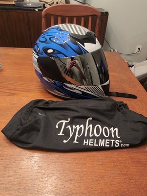 Typhoon Youth Blue Motorcycle Helmet DOT Full Face Youth XL Kids Child 