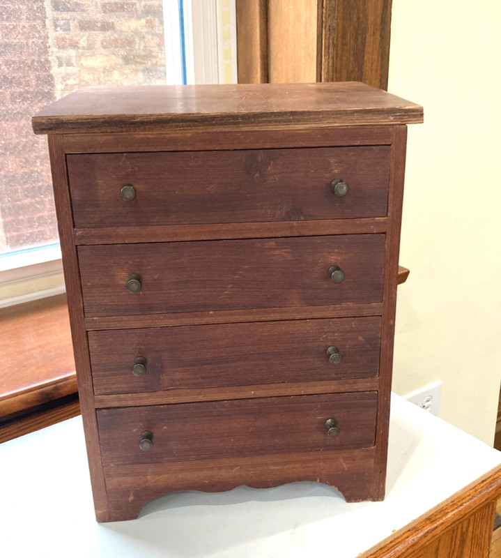 Miniature Child's Wooden 4-Drawer Hitchcock Chest of Drawers Hand Made 1973