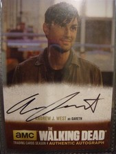 WALKING DEAD SEASON 4 ANDREW J WEST AUTOGRAPH CARD WHITE PRINT AJW1