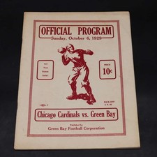 1929 Green Bay Packers vs Chicago Cardinals Official Program NFL 10/6 ZJ21068