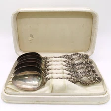 VINTAGE STERLING SILVER LILY 1902 WHITING MFG ORIGINAL PRESENTATION TEASPOON SET