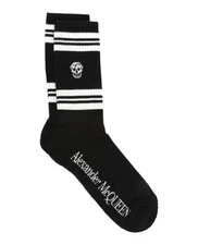Alexander McQueen Mens Striped Skull Logo Socks