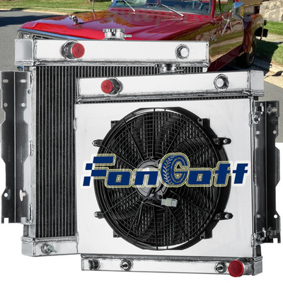 For 1970-79 Dodge D/W 100 200 Ramcharger PB300 Van 5.9L 3Row Radiator+Shroud Fan