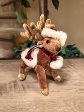 Vintage 2000 Kurt Adler Plush Reindeer Christmas Ornament Rare 