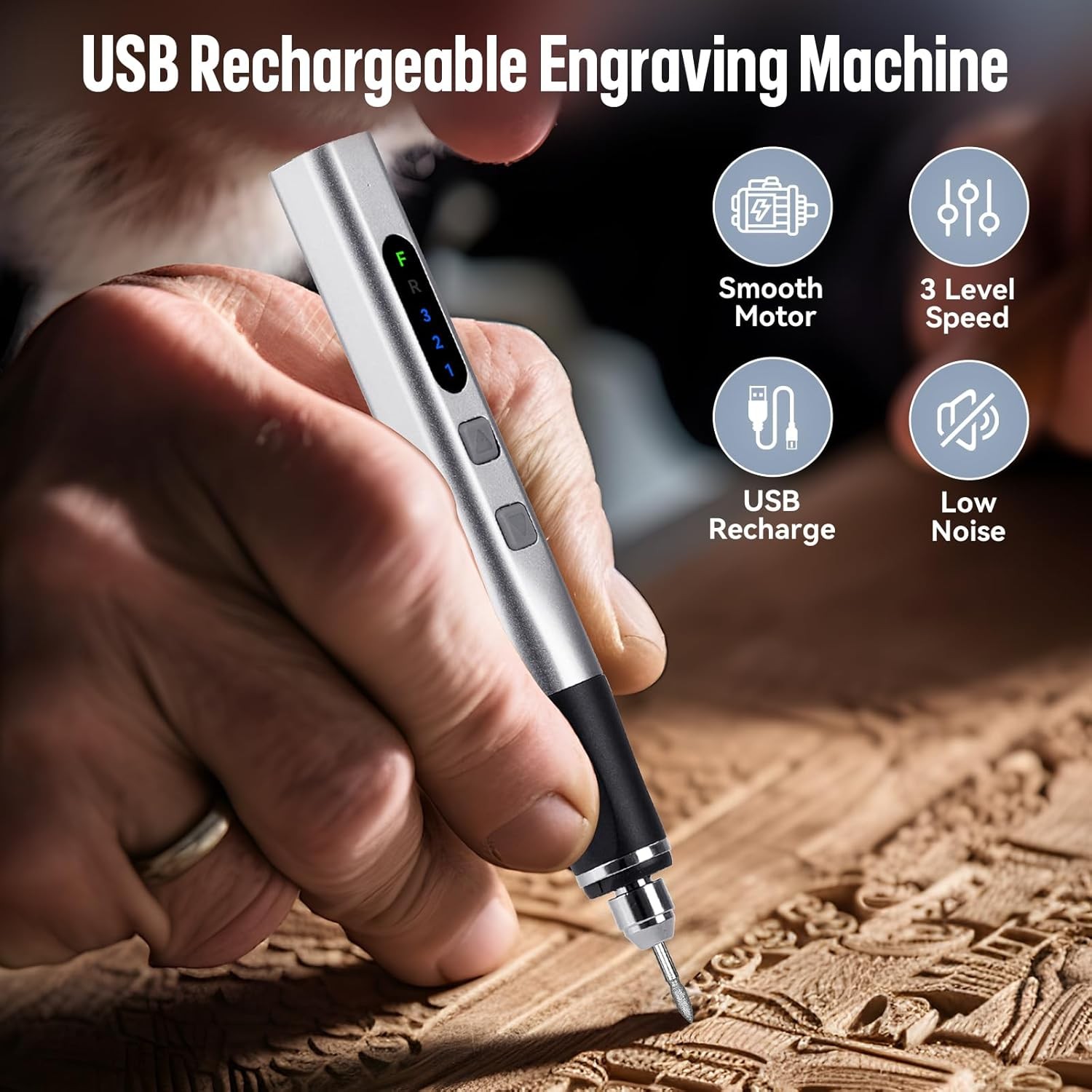 Upgrade 2-Way Rotary Electric Engraving Pen with 37 Bits Cordless Portable GIFT