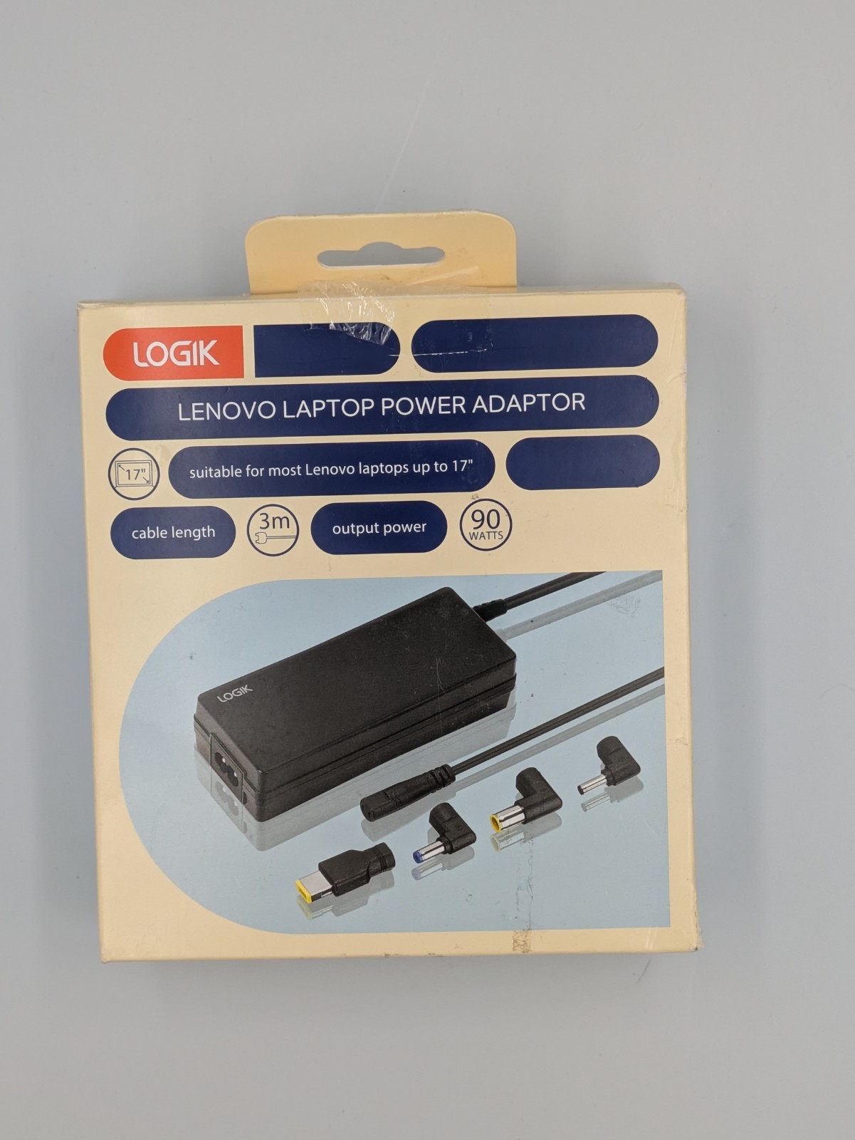 Logik 90W Power Supply Adapter Cable for Lenovo Laptops 3M 19V LPLENO24 LPLENO17
