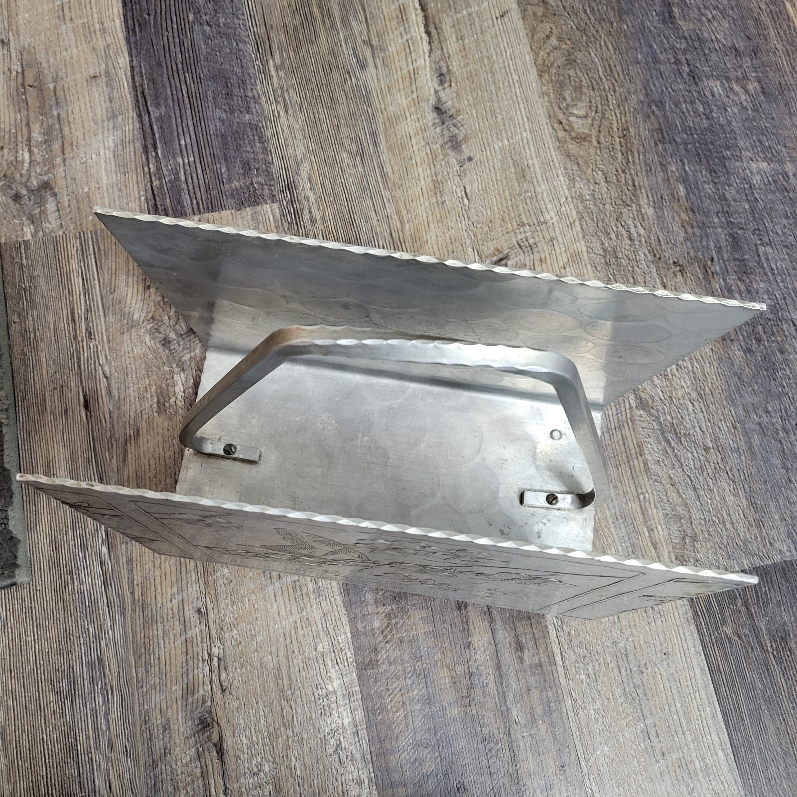 Vtg RARE Arthur Armour Butterfly Dogwood Magazine Rack Stand Holder Aluminum