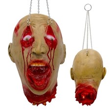 Severed Head Zombie Decorations Scary Halloween Realistic Props Hanging A