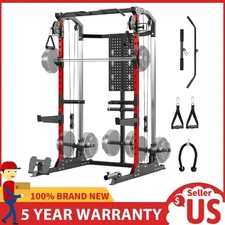 Multi-Function Power Cage Power Rack with Dip Bars ,Cable Crossover for Home Gym