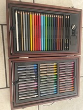 Creatology Crayons and Colored Pencils in Brown Hard Case