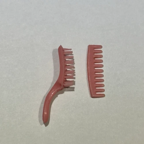 Vintage Light Rosey Pink Barbie Or Clone Sized Brush And Comb Set