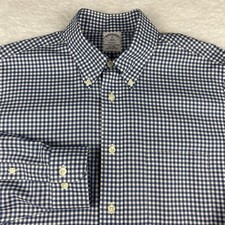 Brooks Brothers Shirt Mens Medium Blue/White Checks Regent Non Iron