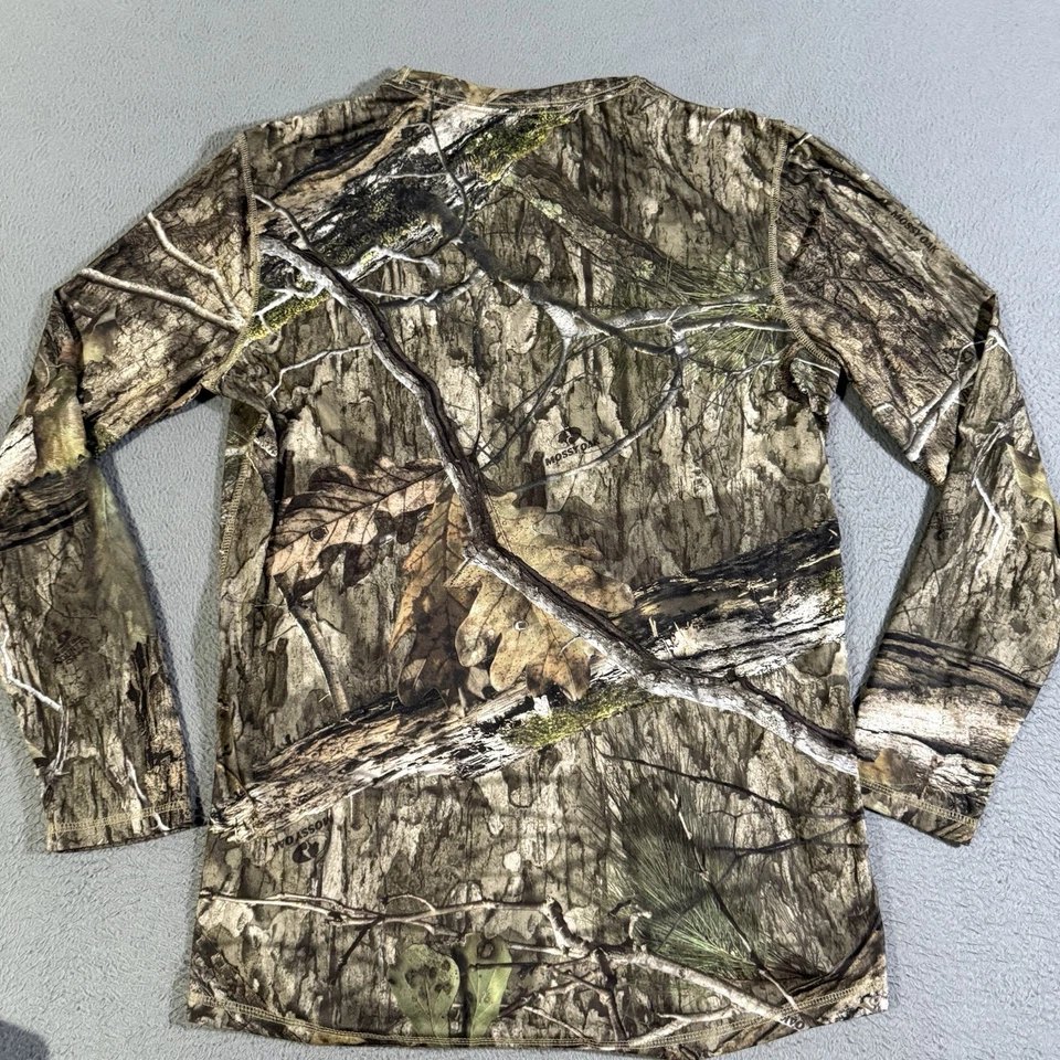 Mossy Oak Camo Long Sleeve Pullover Shirt Mens Medium Camouflage Hunting Jersey - Image 3 of 4