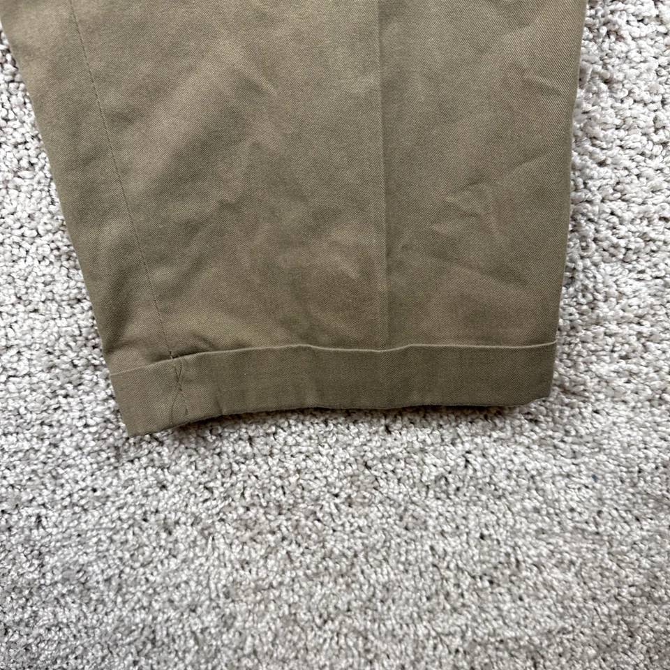 Pantalones de vestir de cuerno de caza marrón para hombre plisados puños bolsillos talla 34M/34M Foto 3 de 4