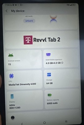 T-Mobile Network ONLY - REVVL Tab 2 5G 9185W 64GB Black - Excellent