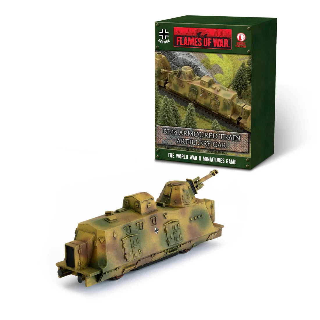 German BP44 Armoured Train Artillery Car - Late War - Flames of War - Brand New